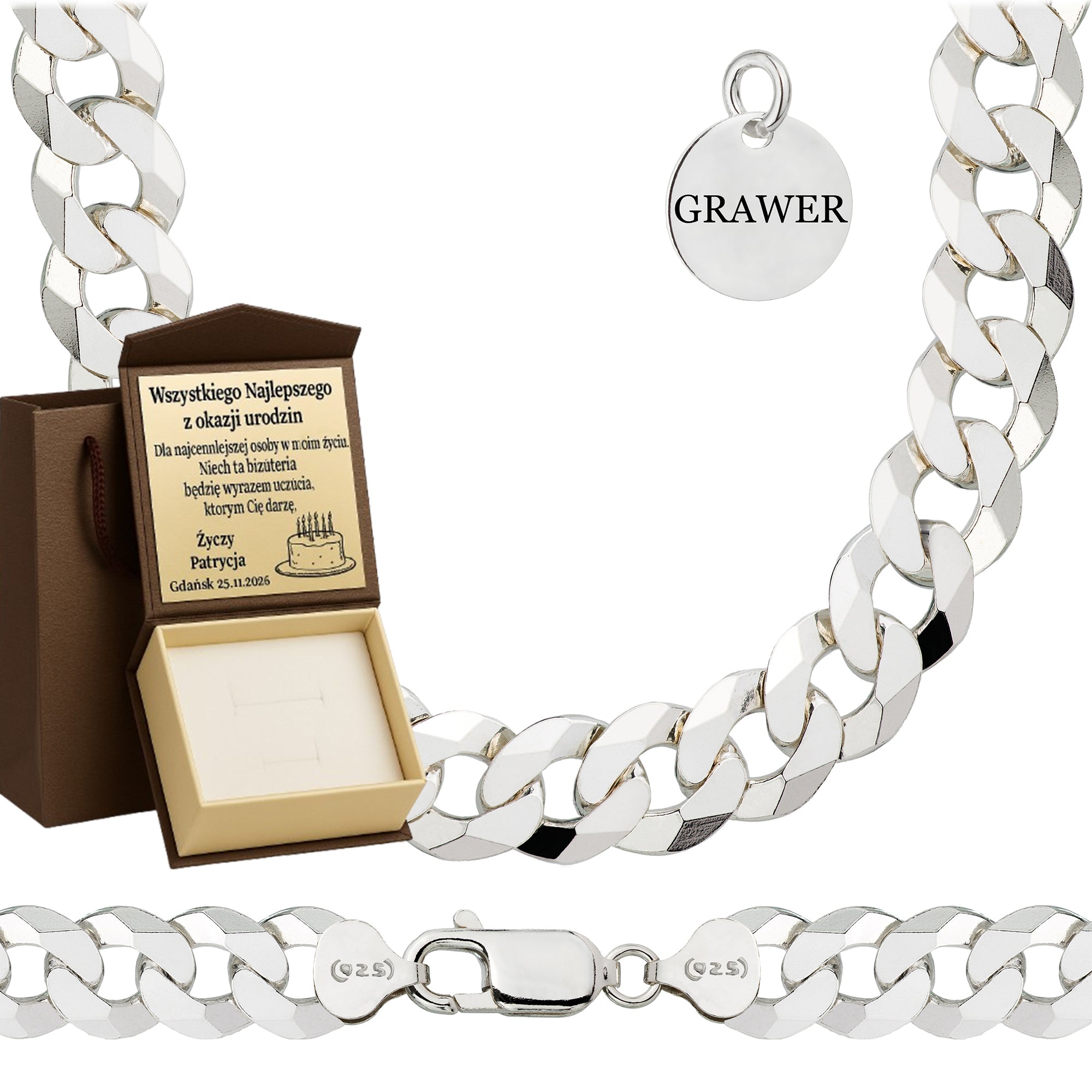 ŁAŃCUSZEK SREBRNY PANCERKA 10,5MM PR. 925