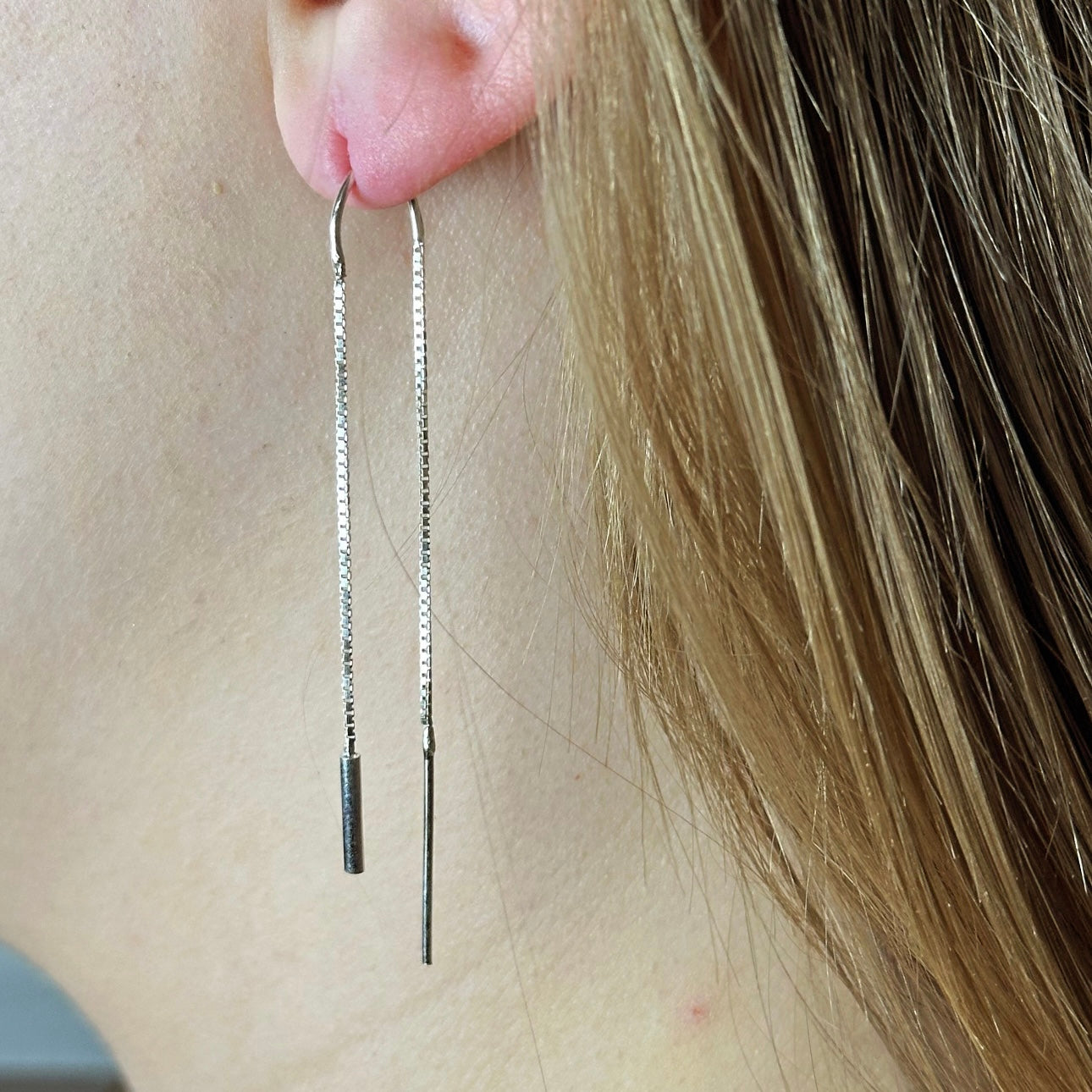 Kolczyki przeciągane podwójne z rurką i patyczkiem