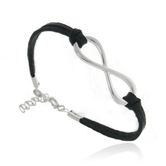 Bransoletka nieskończoność rzemyk duża czarna