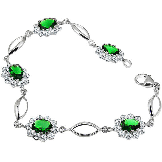 Bransoletka z zielonymi cyrkoniami