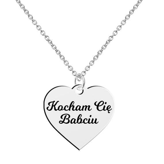 Naszyjnik serce z grawerem Kocham Cię Babciu