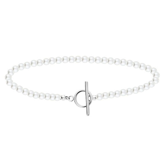 Naszyjnik z perłami zapięcie z przodu toggle 50cm 6mm