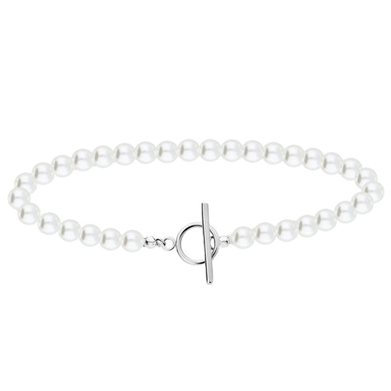 Naszyjnik z perłami zapięcie z przodu toggle 45cm 8mm