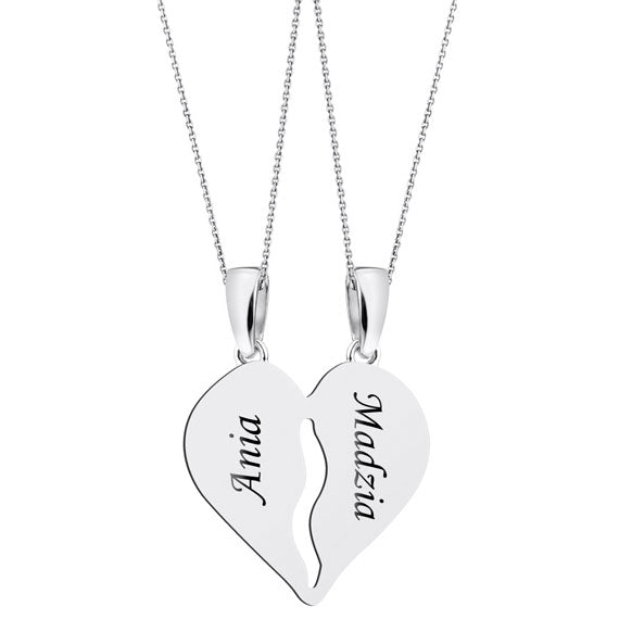 Wisiorek dla Przyjaciółki SERCE ŁAMANE z łańcuszkami