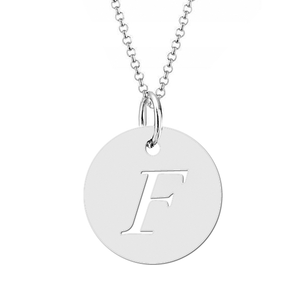 srebrna zawieszka literka f