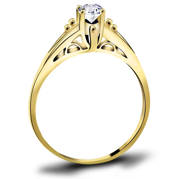 tani złoty zaręczynowy pierścionek