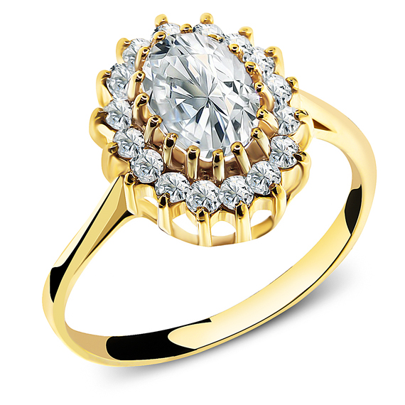 Złoty pierścionek z dużym kamieniem