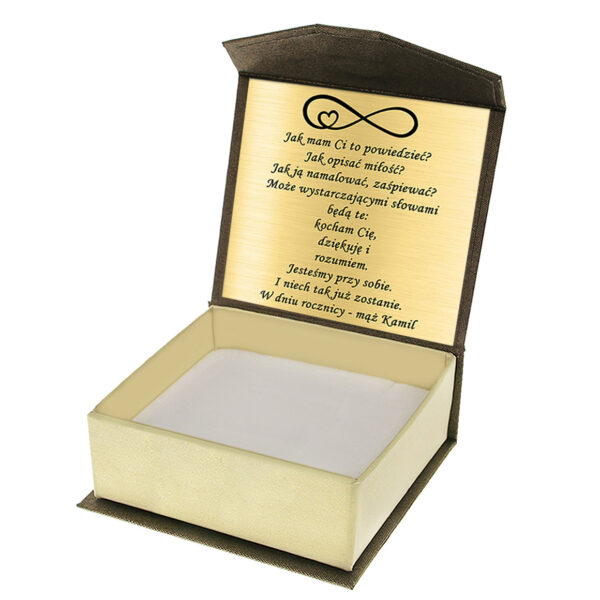 Pudełko na biżuterię z grawerem tabliczka złota 1