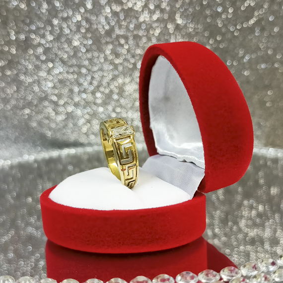 Złoty pierścionek droga grecki z kamieniem
