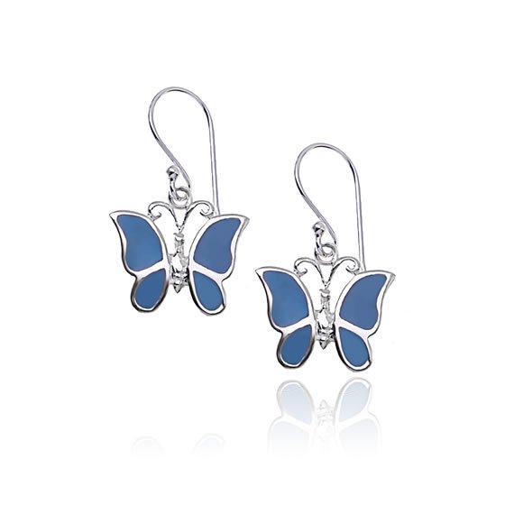 Kolczyki motyle emaliowane niebieskie