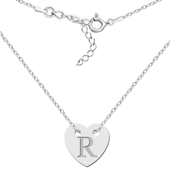 Naszyjnik z sercem i wygrawerowaną literką R