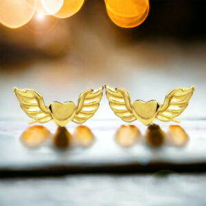 Kolczyki złocone skrzydła z sercem