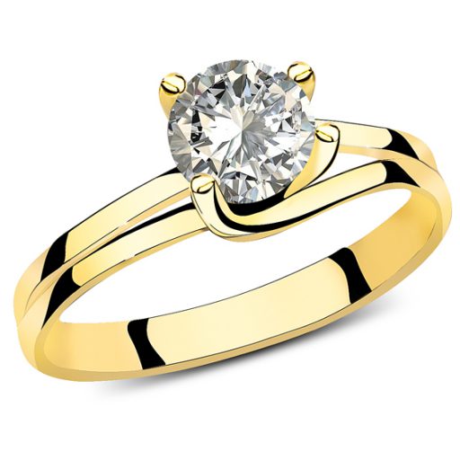 Złoty pierścionek z przeplotem i cyrkonią